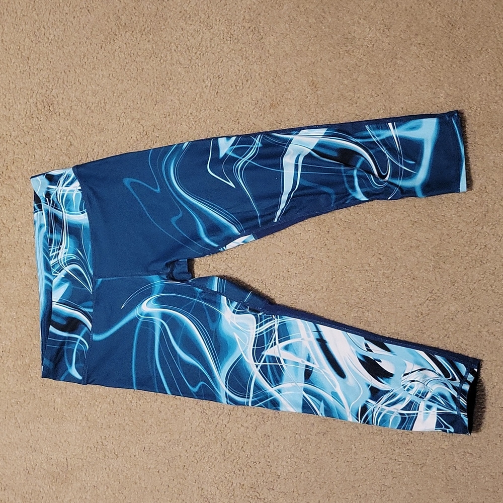 Blue Swoosh 3/4 length Leggings